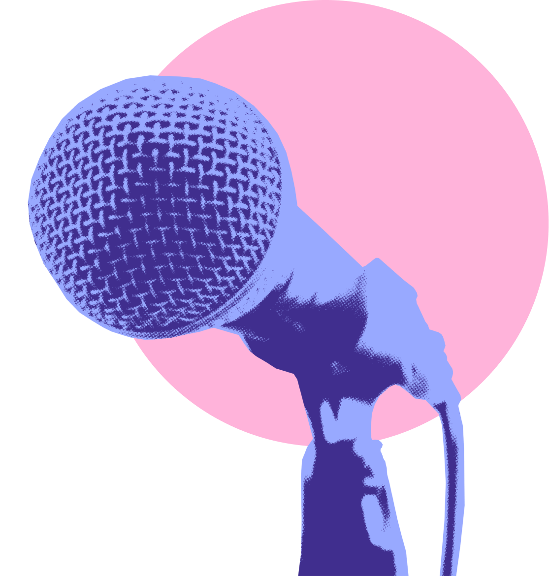 Image of Purple Mic with Pink Circle Background